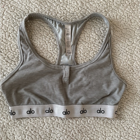 Set of 3 - ALO Yoga Ribbed Icon Racerback Sports Bras  - Blue, Pink, Gray - Picture 5 of 10